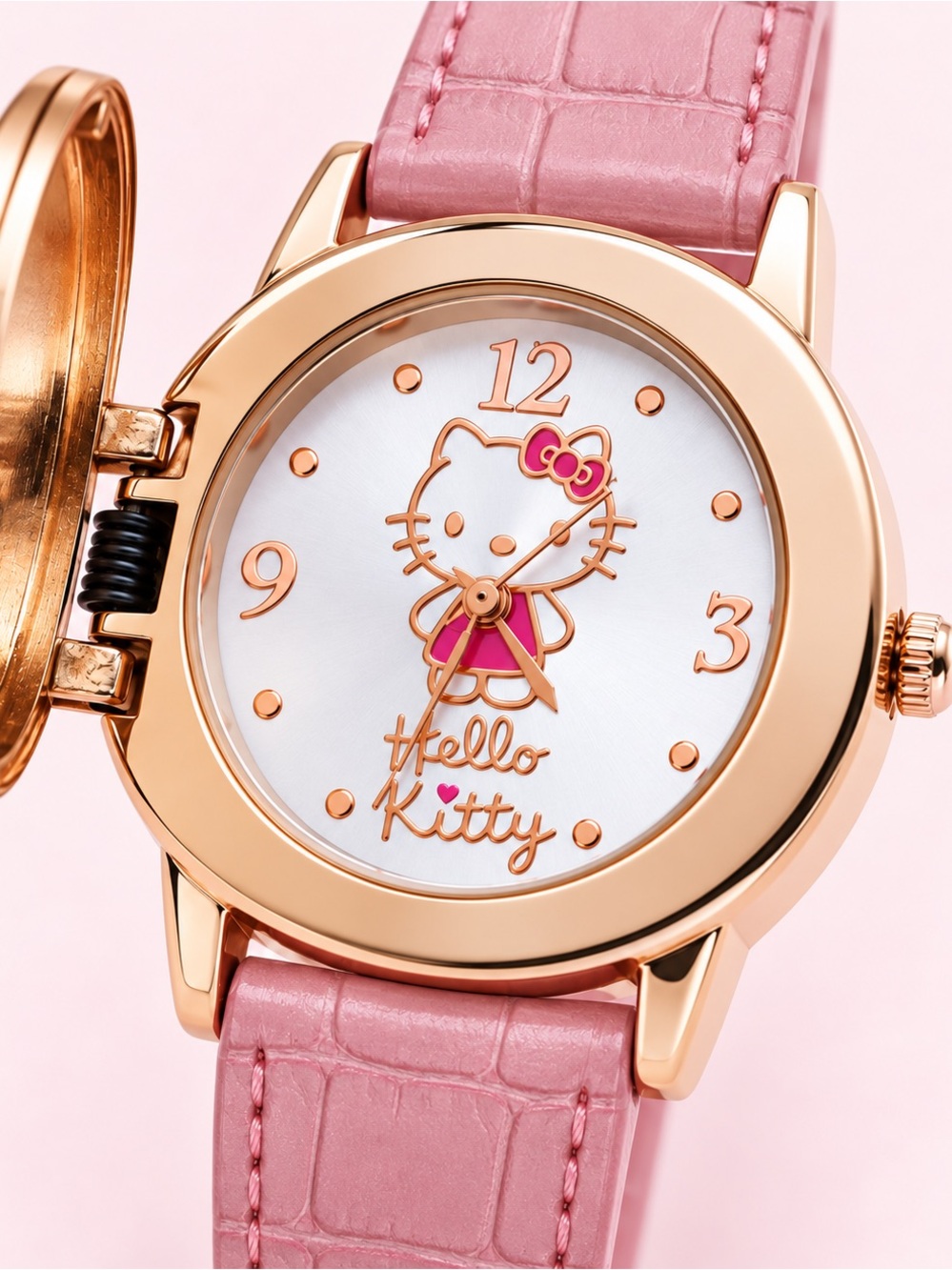 Hello Kitty Rhinestone Flip Open Watch with Hidden Face.NWT